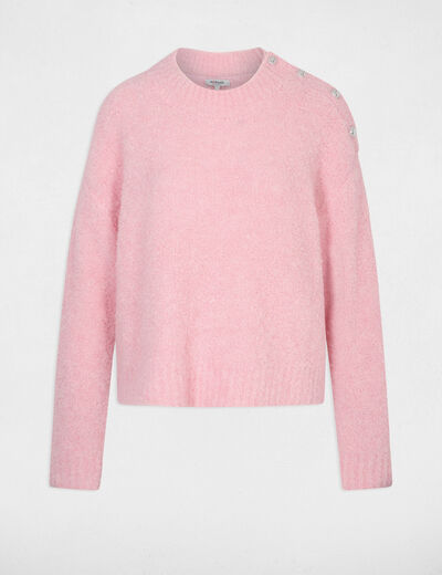 Pull col rond rose clair femme
