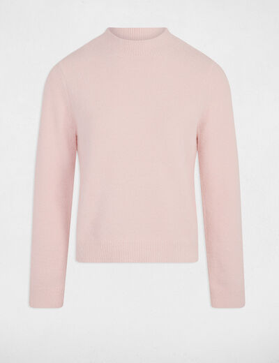 Pull col montant ajust&eacute; rose clair femme