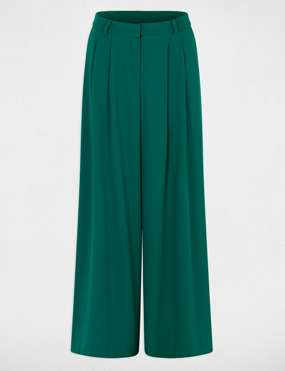 Pantalon large taille haute vert femme