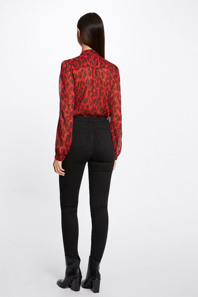 Chemise manches longues imprimé léopard multico femme
