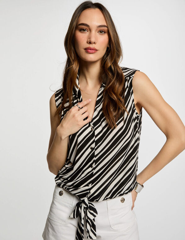 debardeur sans manches raye blanc femme Débardeur sans manches rayé blanc femme