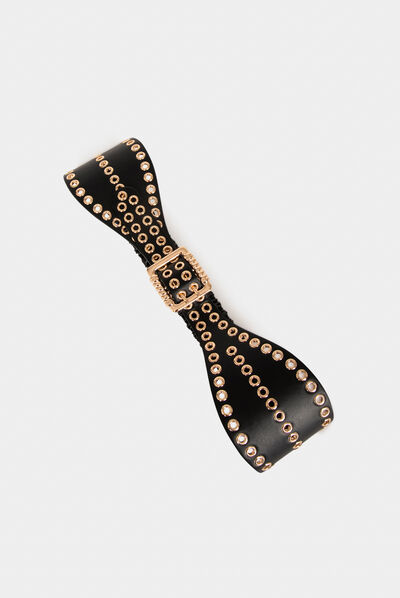 Ceinture avec oeillets noir femme