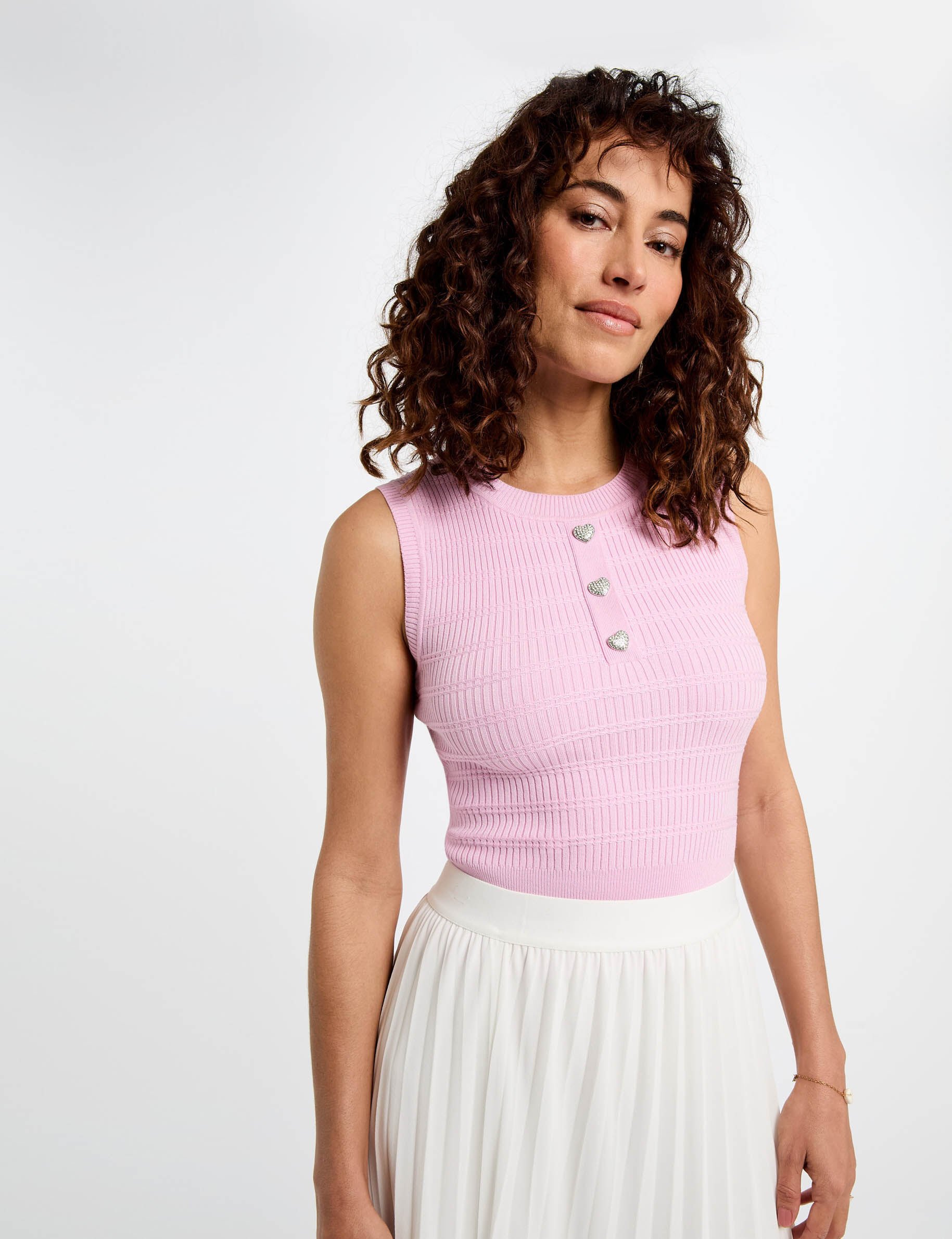 Débardeur maille sans manches pastel femme