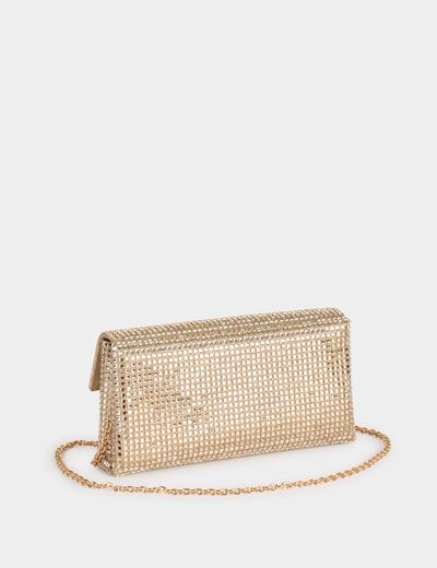 Pochette strass jaune or femme