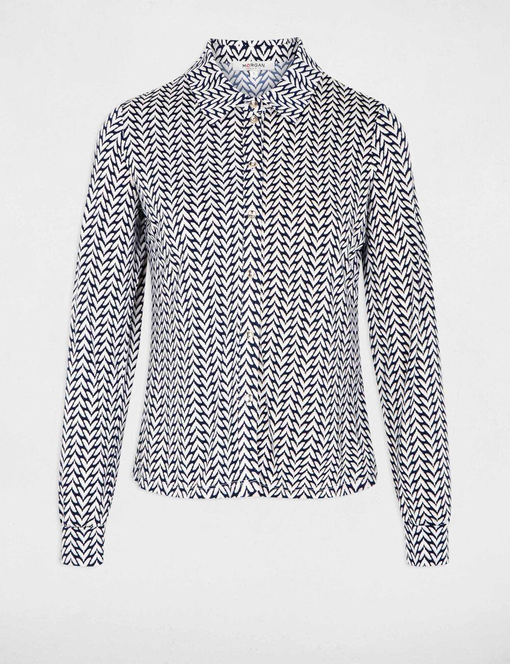 Chemise droite col &agrave; revers blanc femme