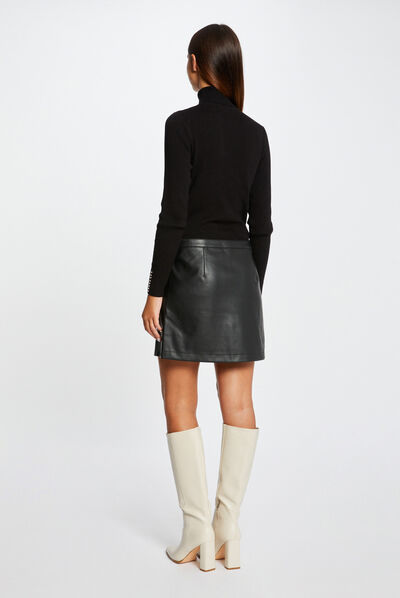 Robe pull ajustée effet 2-en-1 noir femme