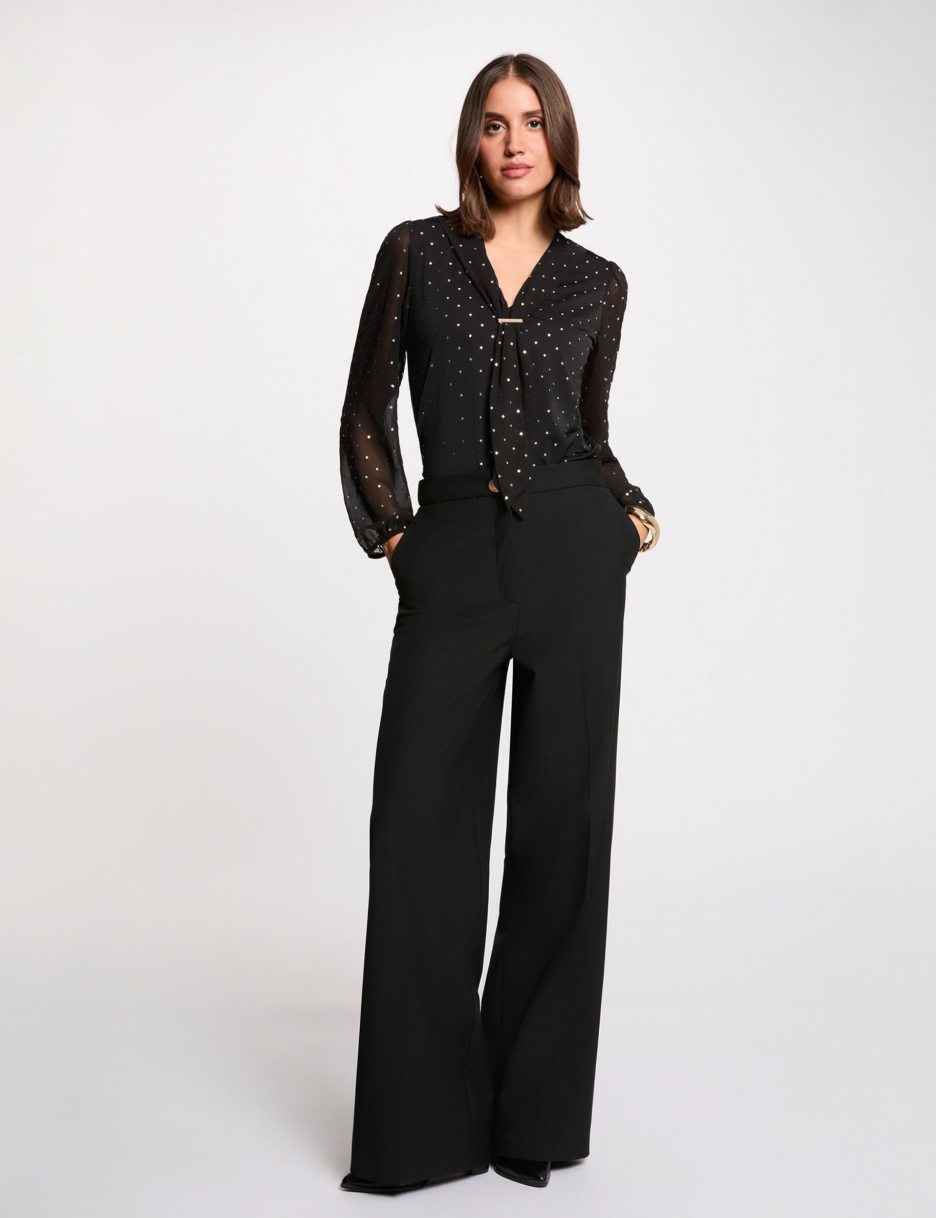 Pantalon large taille haute femme - vue 4