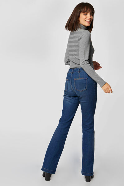 Pull manches longues col roulé gris anthracite femme