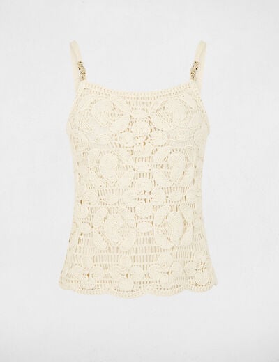 Top ajust&eacute; bretelles fines beige clair femme