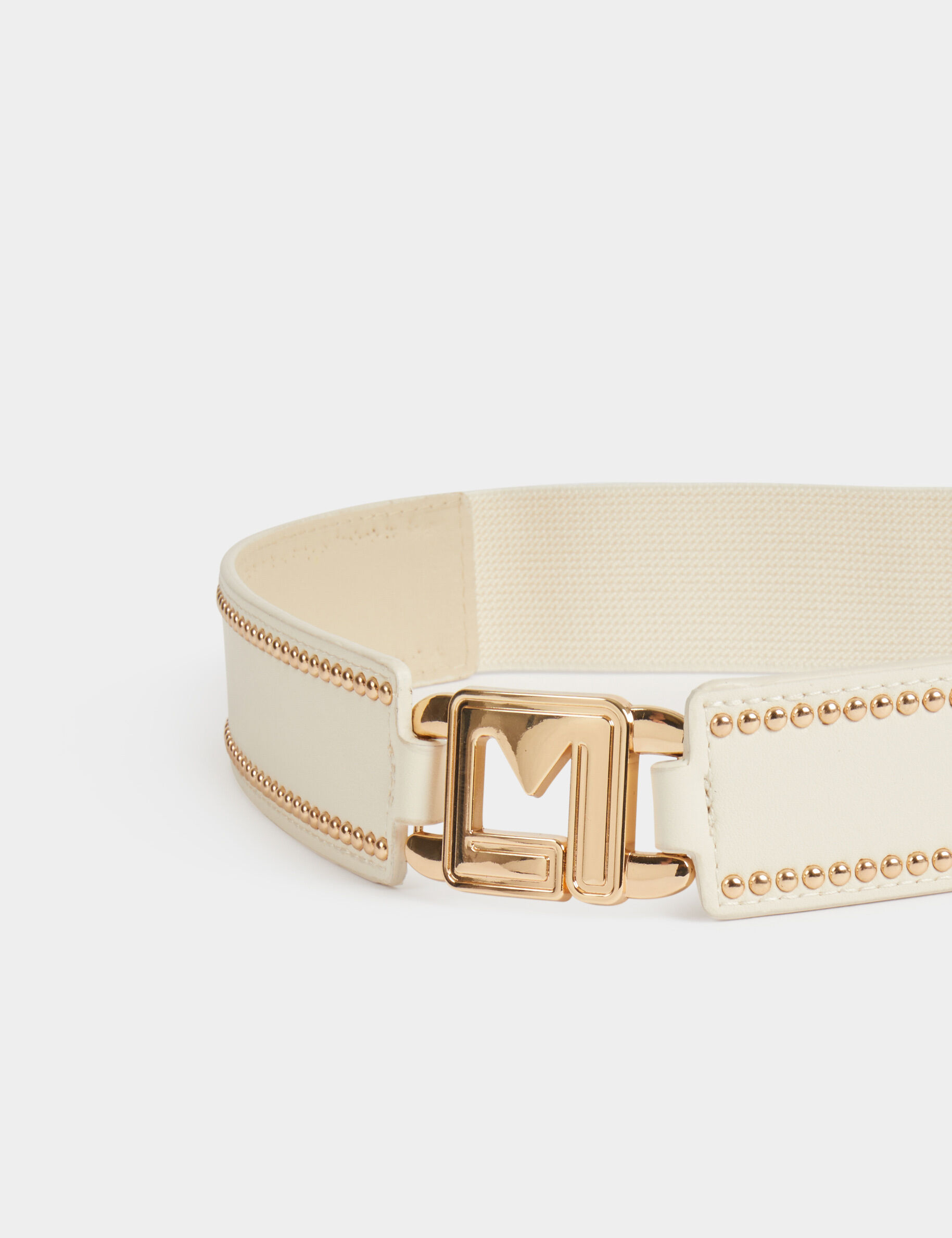 Ceinture Blanche à Clous Élastiquée - Taille S (71-79 Cm) - Neuve Avec Étiquettes - Style Skinny