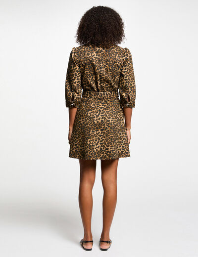 Robe courte droite imprimée multicolore femme