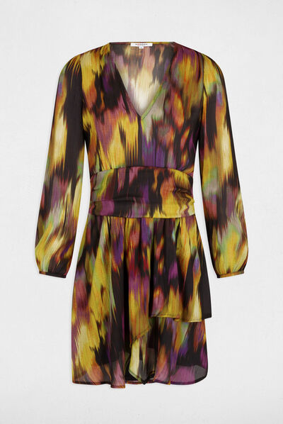 Robe droite fluide imprimé abstrait multico femme
