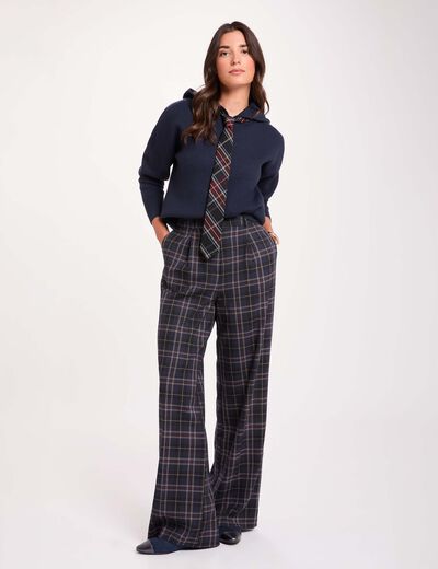 Pantalon large taille haute multicolore femme