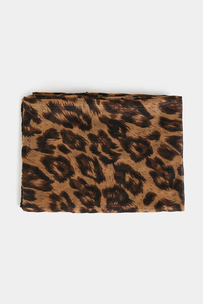 Foulard imprimé animalier marron femme