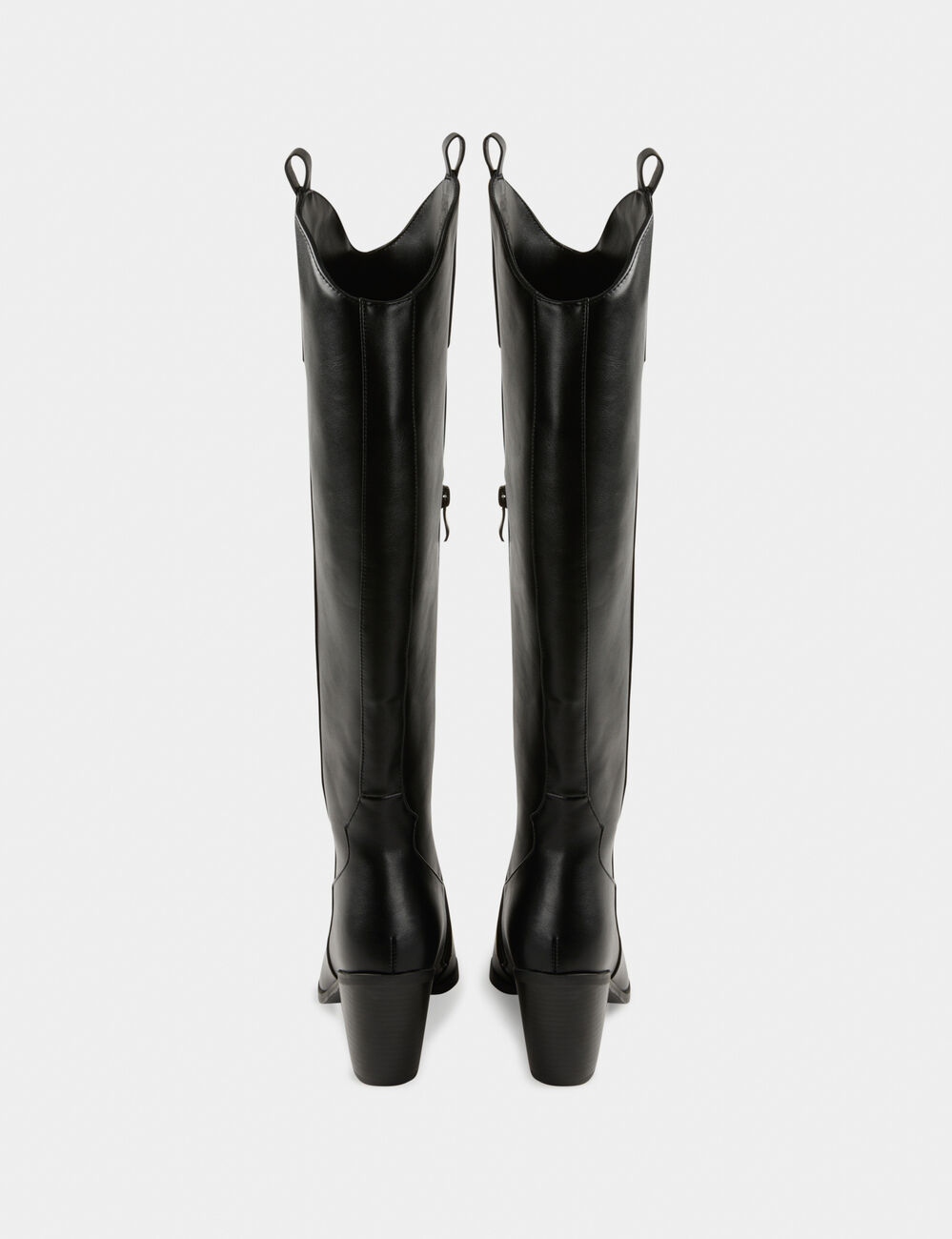 Bottes hautes à talons en biais noir femme