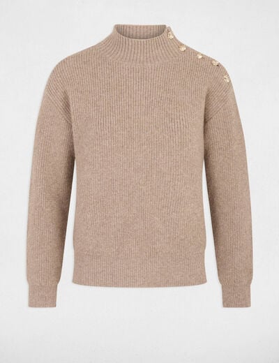 Pull col montant taupe femme