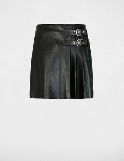 Jupe courte simili cuir noir femme