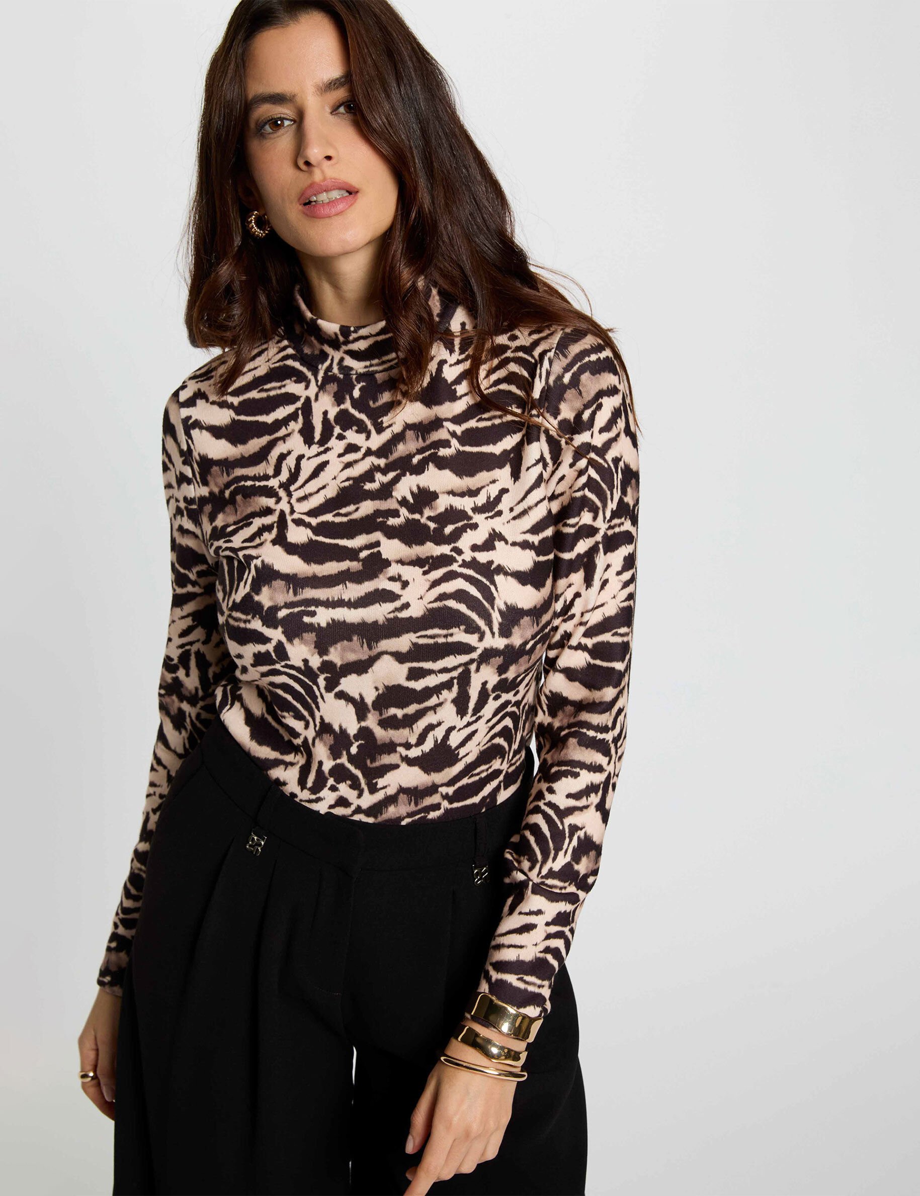 T shirt cintré col montant femme