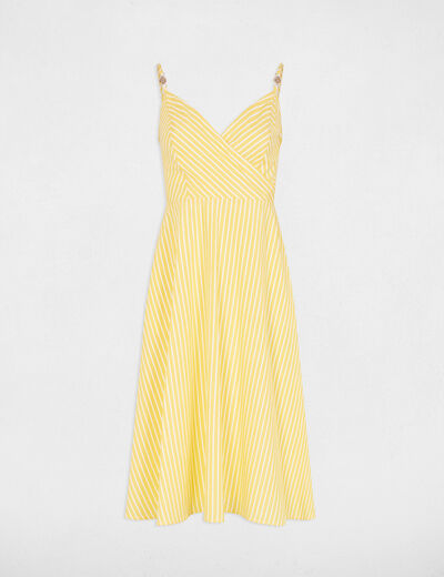 Robe cache-coeur ray&eacute;e jaune clair femme