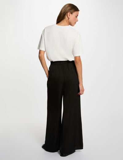 Pantalon large fluide noir femme