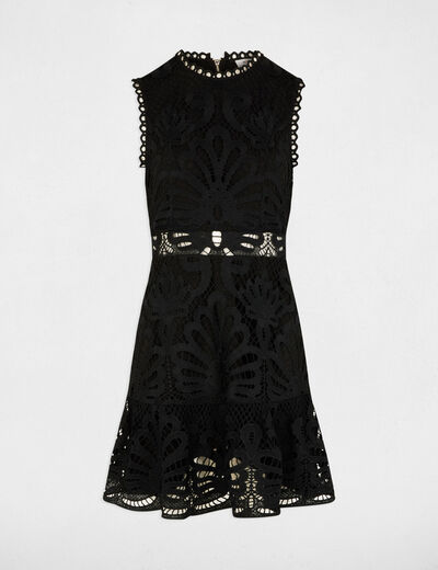 Robe courte trapèze dentelle noir femme