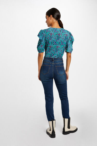 T-shirt manches courtes imprimé abstrait multico femme