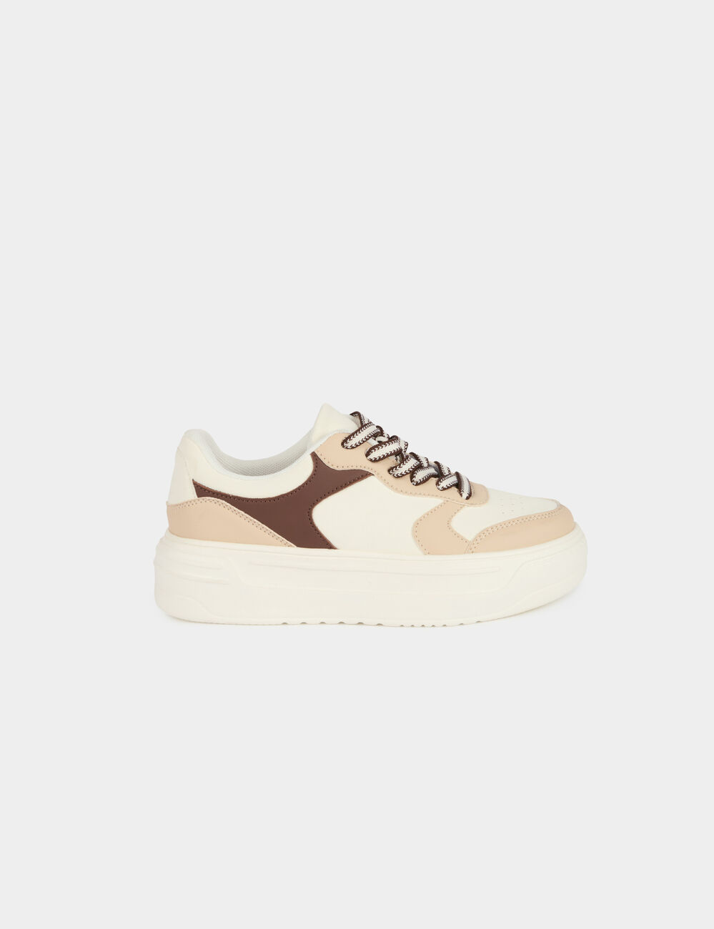 Basket similicuir bicolore blanc femme