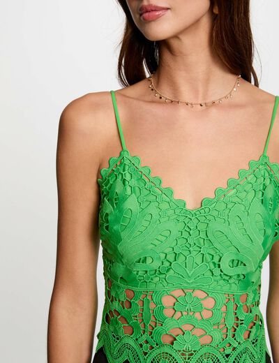 Crop top bretelles fines vert femme