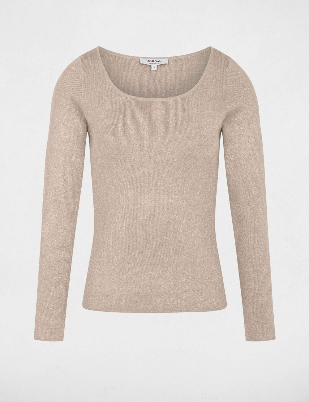 Pull cintr&eacute; col u ecru femme