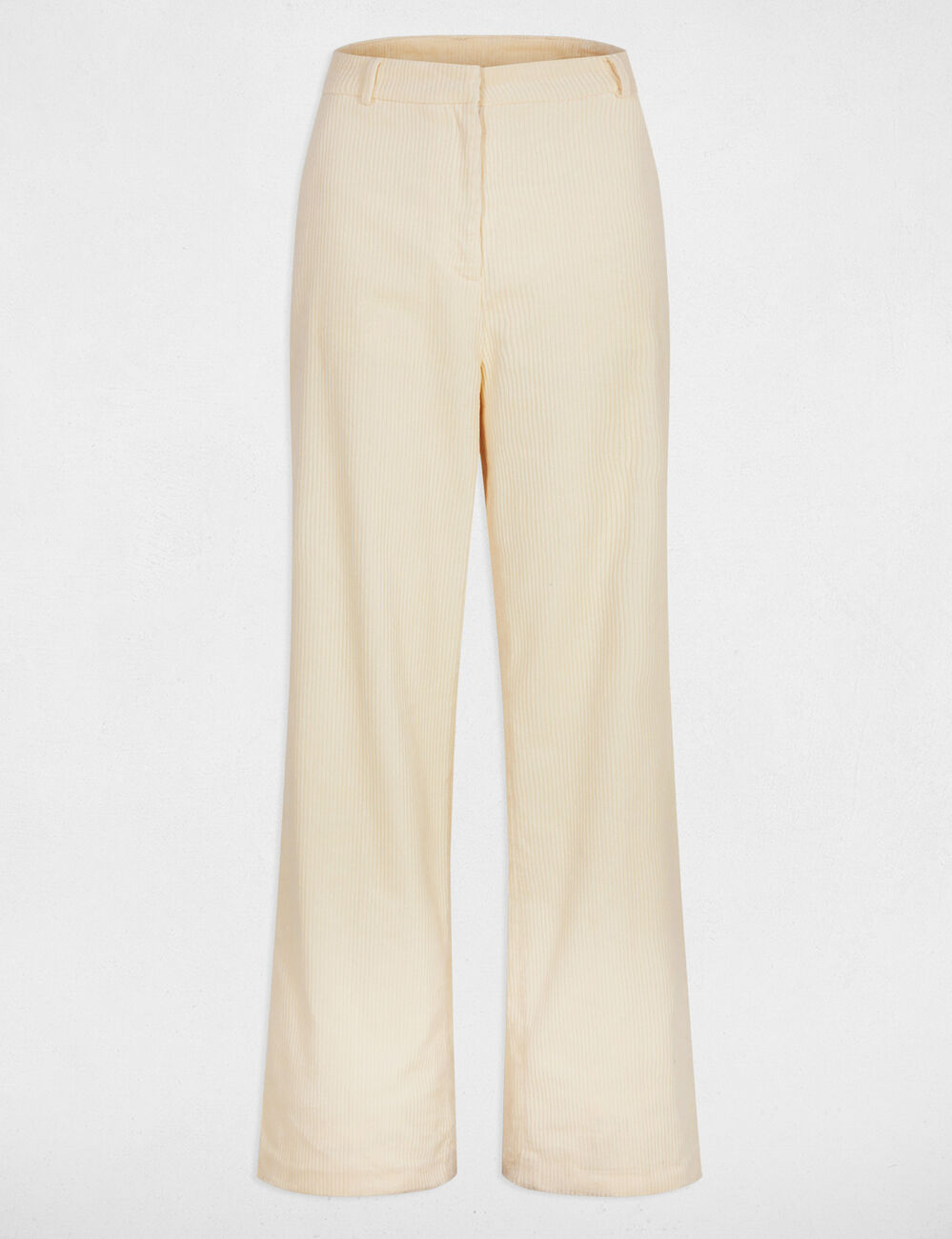 Pantalon large velours ecru femme