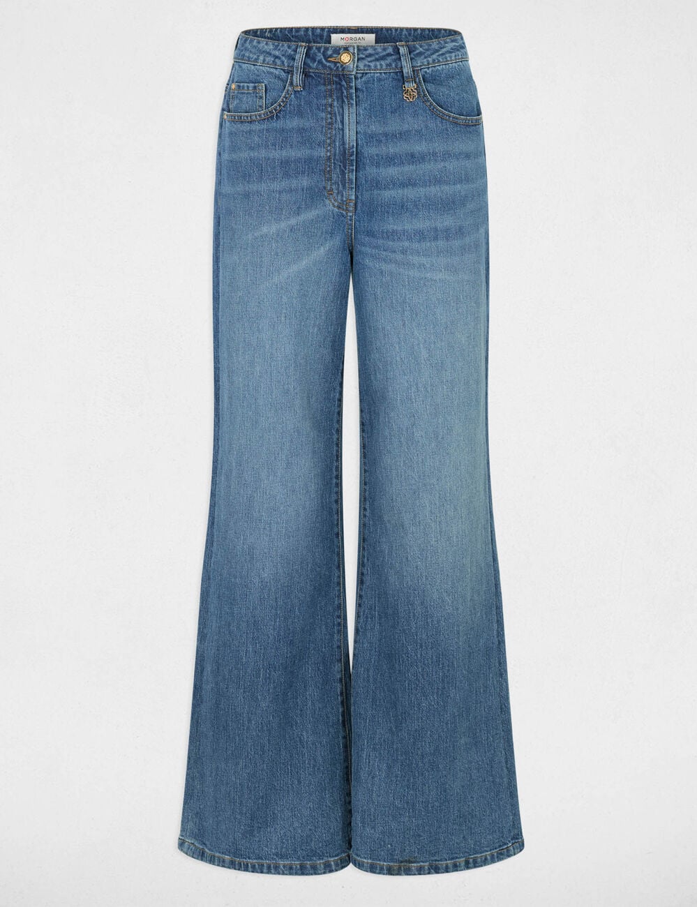 Jean large taille haute denim stone femme