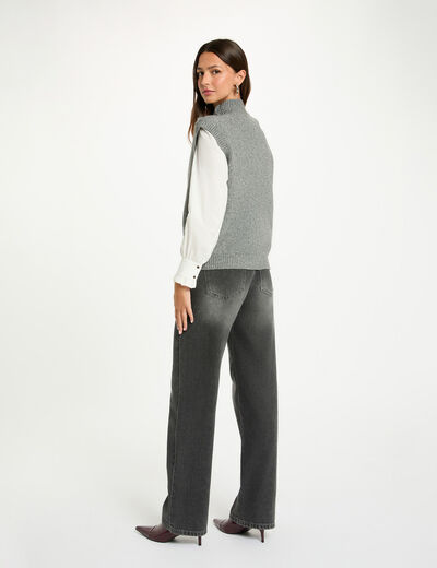 Pull sans manches gris fonc&eacute; femme