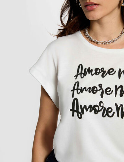 T-shirt col rond blanc femme