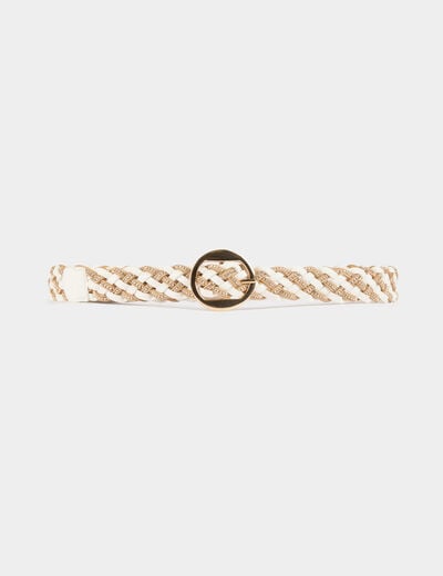 Ceinture large tress&eacute;e blanc femme