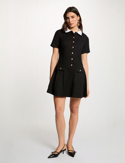 Robe courte tweed noir femme