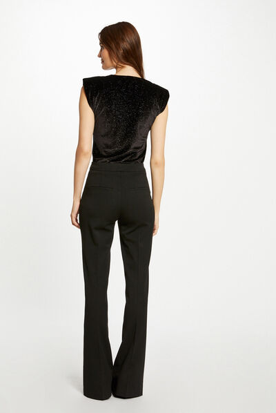 T-shirt manches courtes à paillettes noir femme