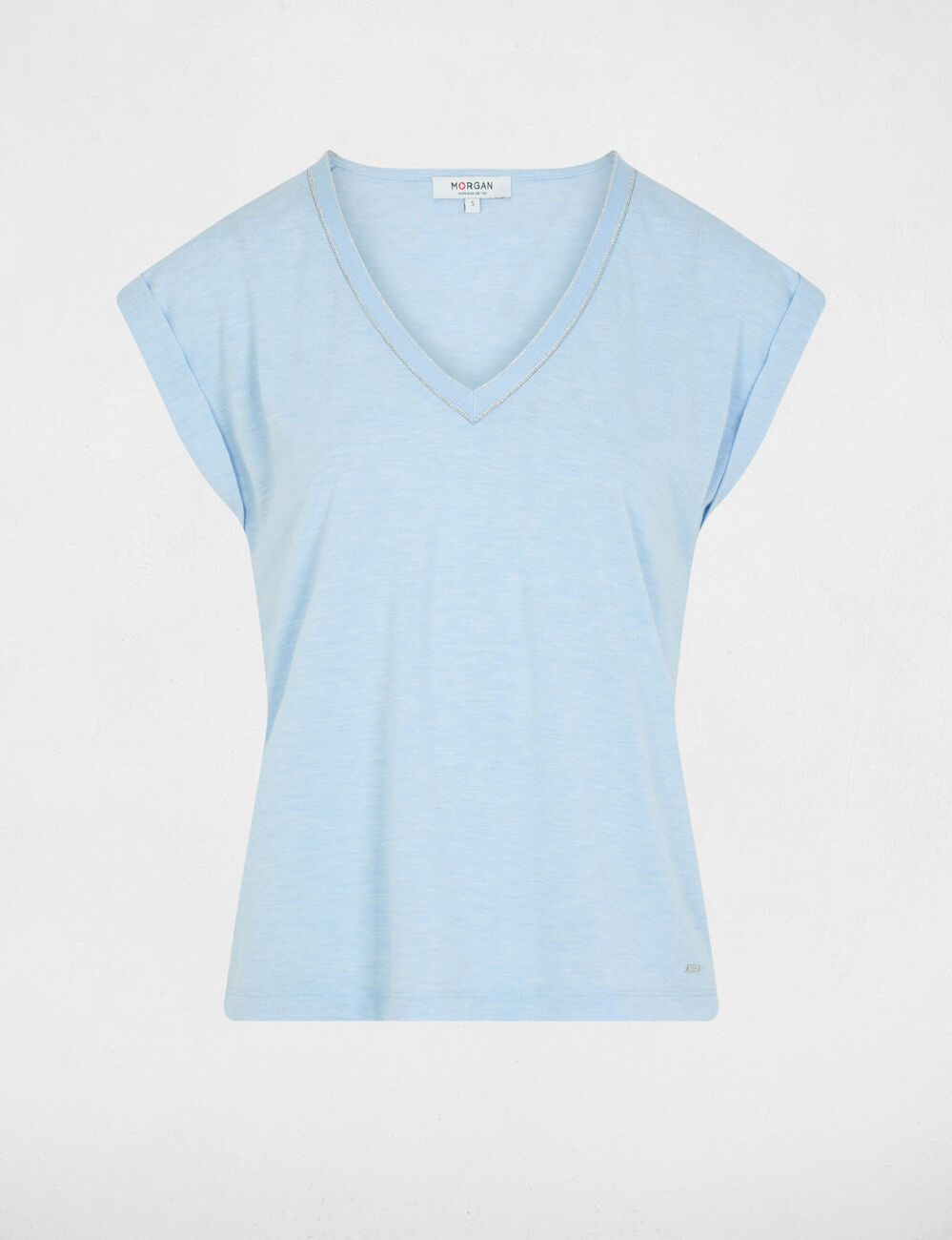 T-shirt manches courtes bleu ciel femme