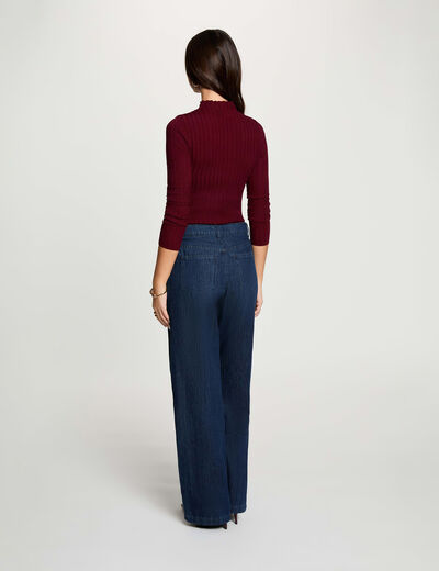 Pull col montant bordeaux femme