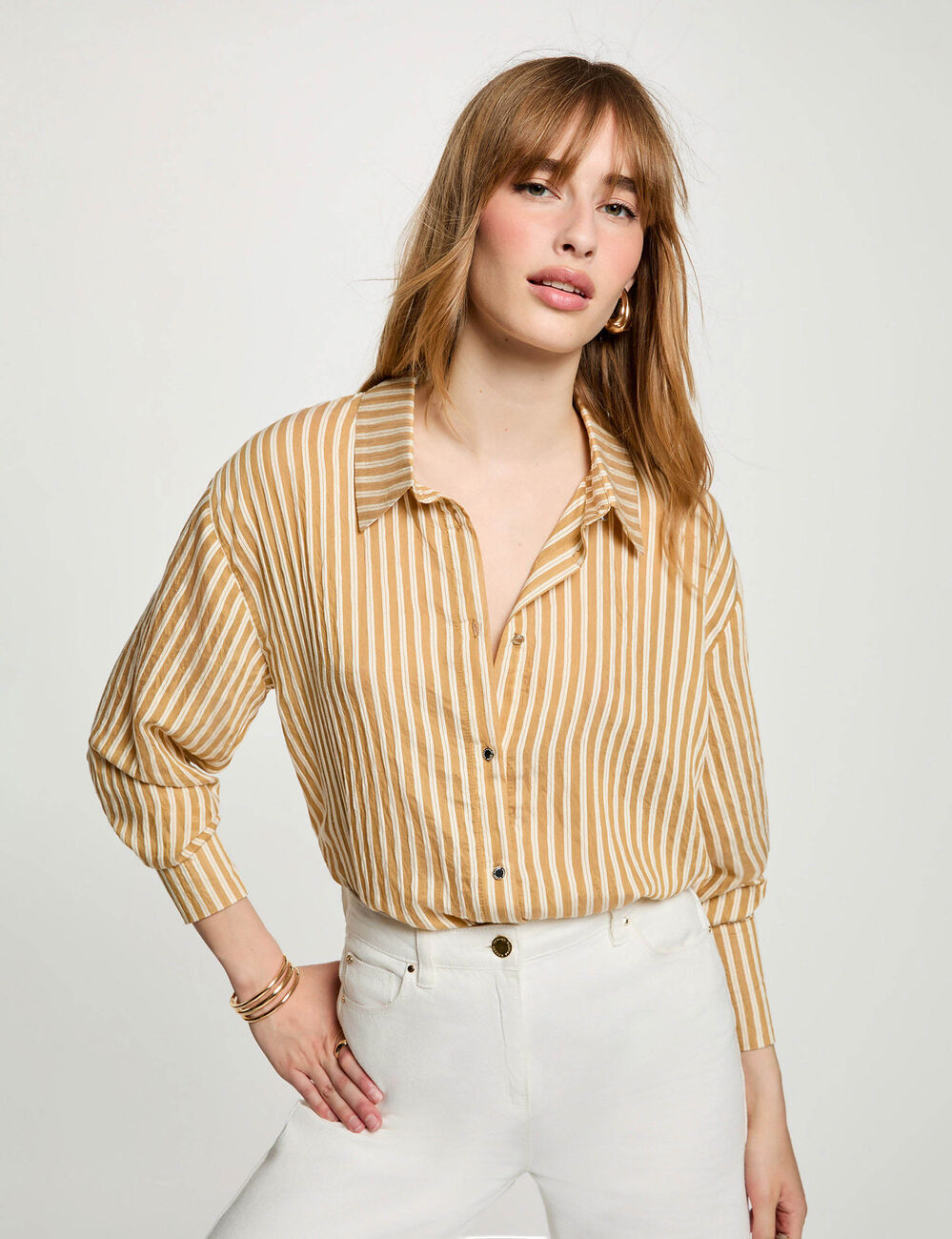 Chemise ray&eacute;e col &agrave; revers multicolore femme