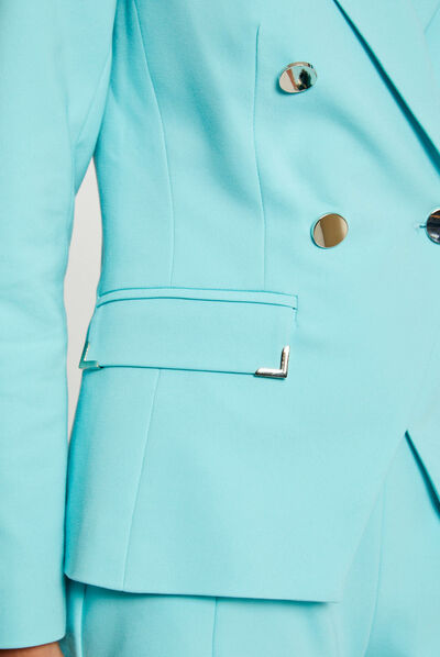 Veste city cintrée ornements métalliques bleu clair femme