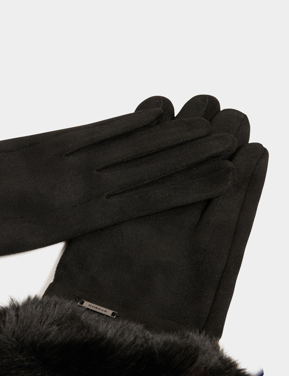 Gants d&eacute;tails fourrure noir femme