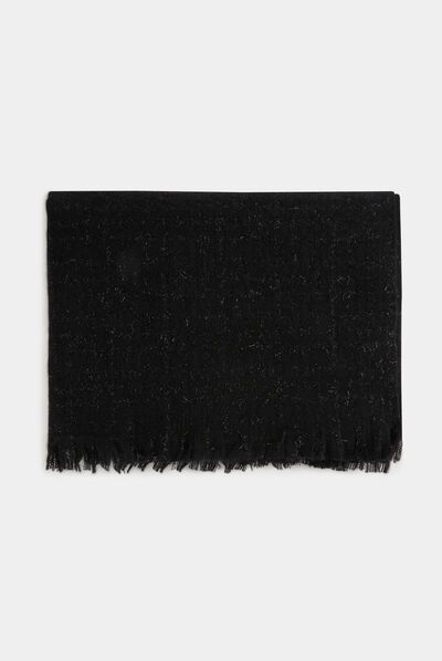 Écharpe avec franges et fils métallisés noir femme