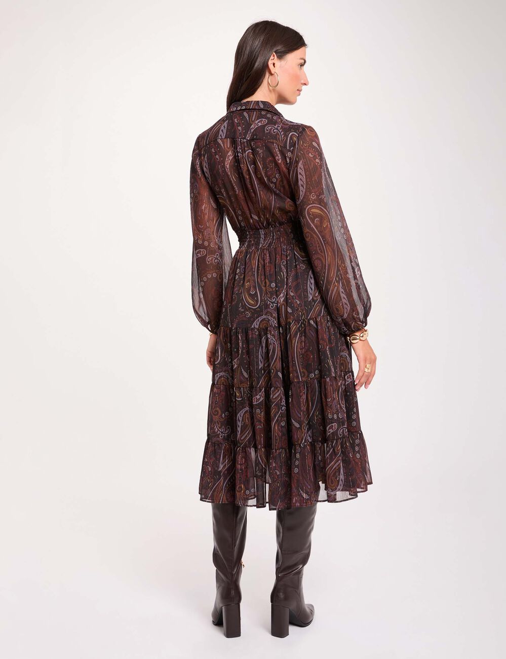 Robe longue voile multicolore femme