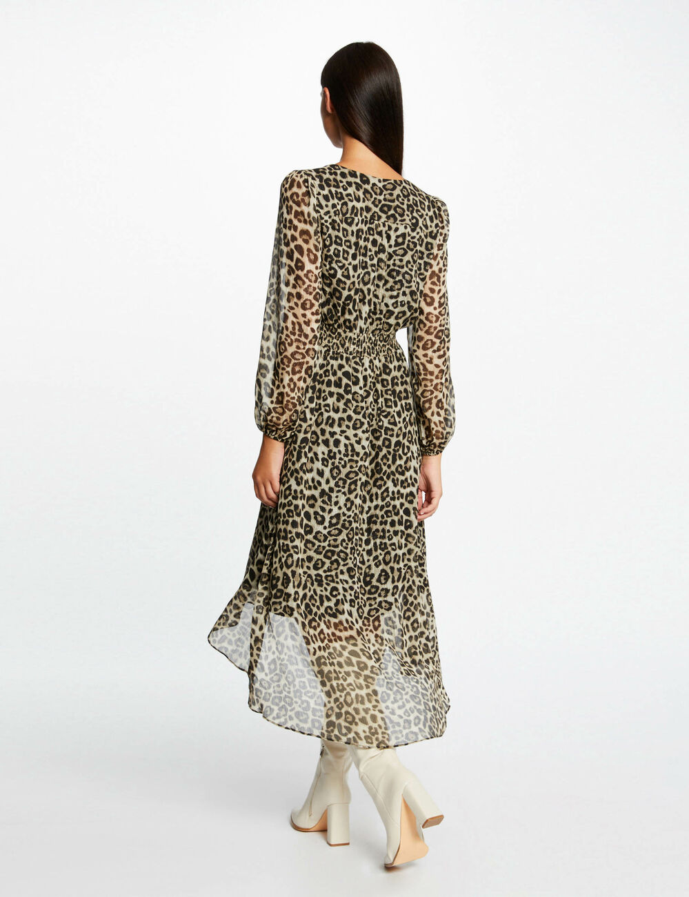 Robe midi portefeuille imprim&eacute; l&eacute;opard multico femme