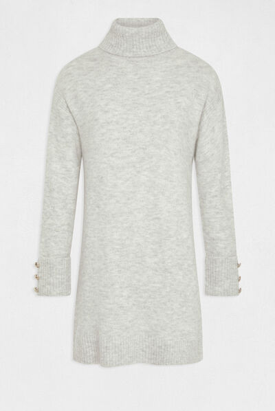Robe pull droite col roulé gris moyen femme