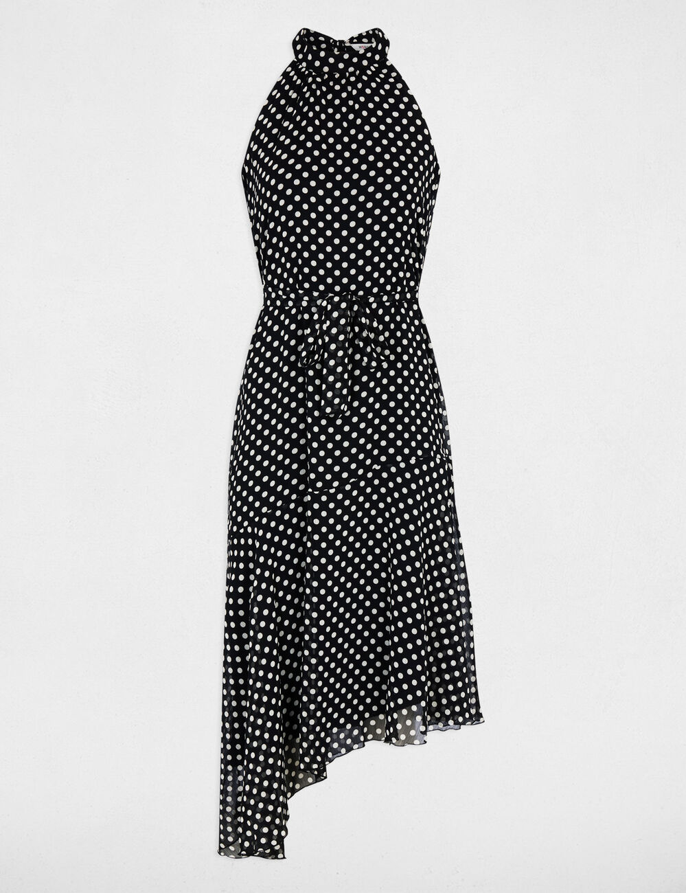 Robe fluide col montant noir femme