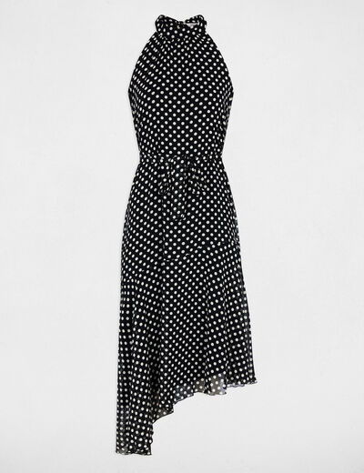 Robe fluide col montant noir femme