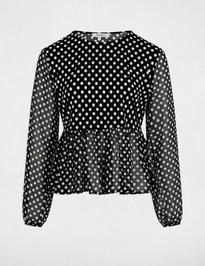 T-shirt voile col rond noir femme