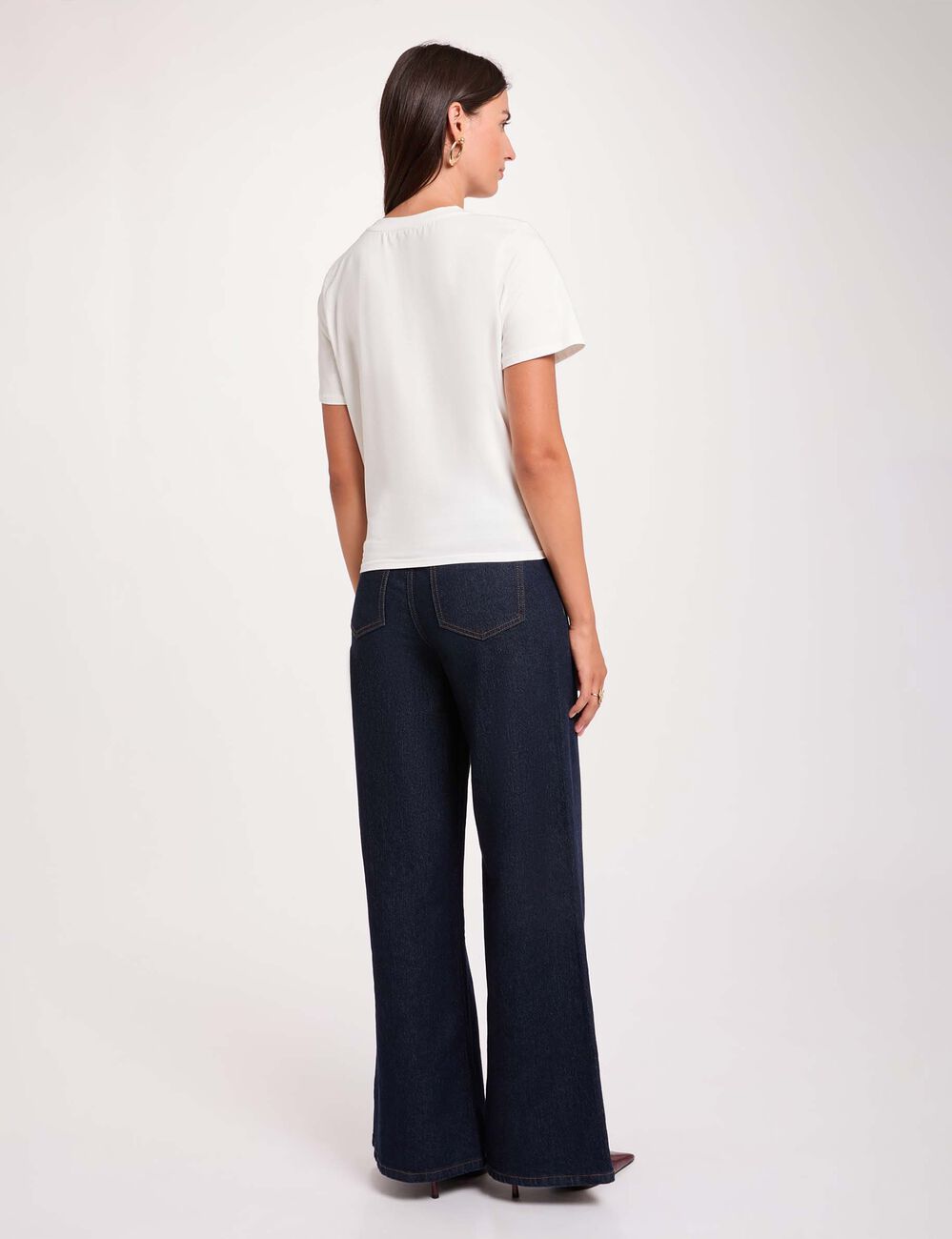 T-shirt noeud col rond blanc femme