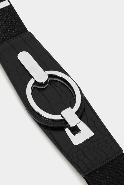 Ceinture élastiquée avec ornements noir femme